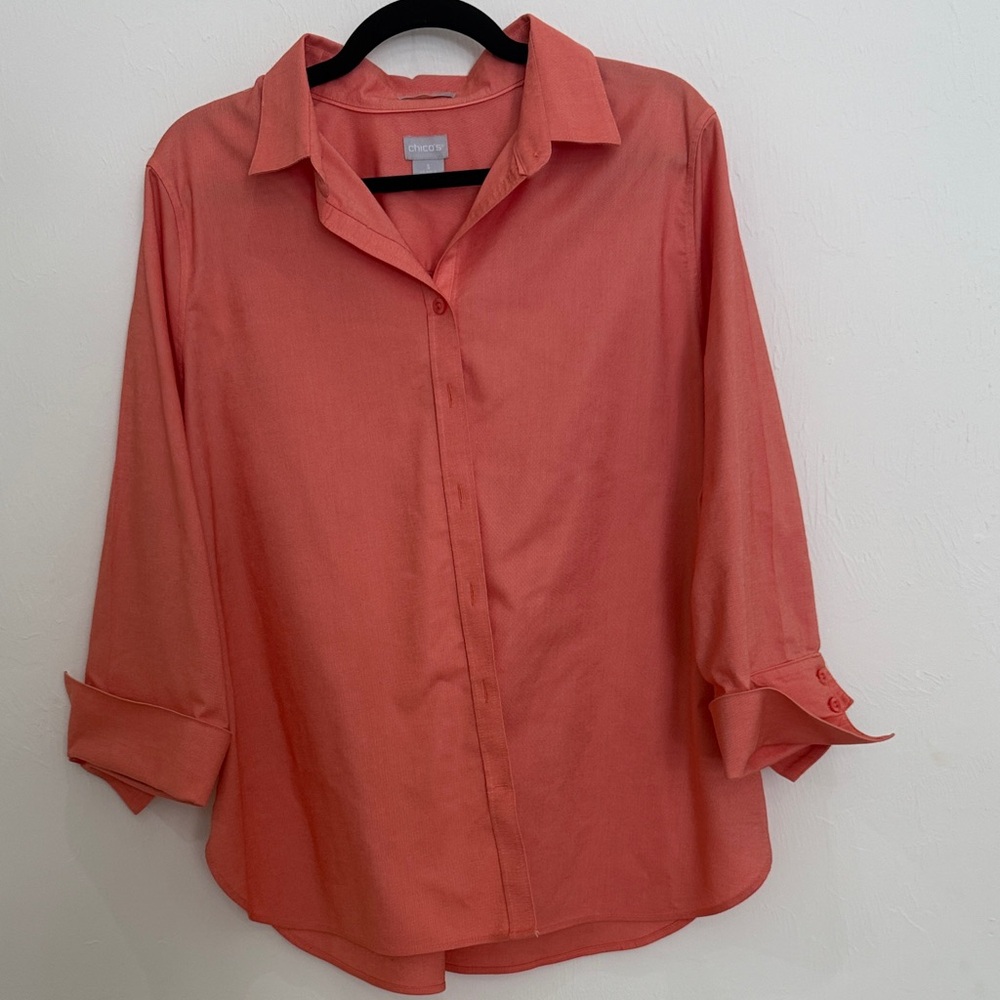 Chico's Vibrant Coral Button-Down Shirt